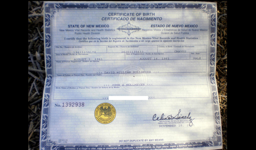 Nollmeyer certificate